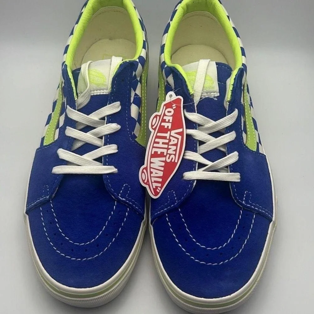 Vans SK8-Low checkerboard blue white green casual skate sneaker shoe NWB Men 9.5